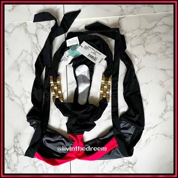 NWT Beach Bunny Bikini SHORELINES Chain Side Hip Skimpy Monokini L $185 - Picture 13 of 15